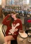 리어리어키스 【빅버니】730g  자카드 니트 스웨터 K23MYG447의 그림