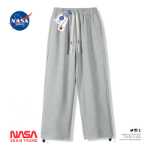 NASA 공동 브랜드 회색 스포츠 남성 여름 심플 백 조수 스트레이트 캐주얼 바지 봄과 가을 느슨한 드로 스트링 스웨트 팬츠의 그림