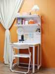 1.6m 구멍 보드 책장 조립 하드웨어 책상 선반 DIY 선반 십대 소녀 렌탈 룸 연구 책장 스토리지의 그림